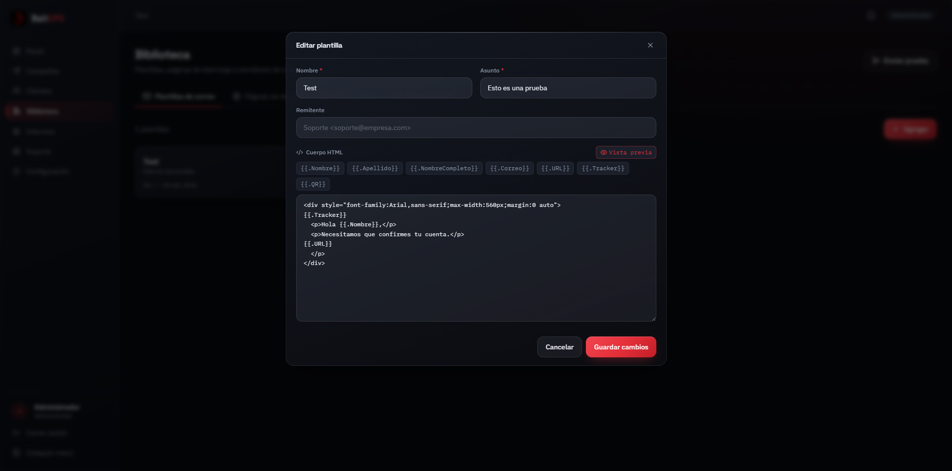 Embudo de resultados: aperturas, clics y credenciales capturadas